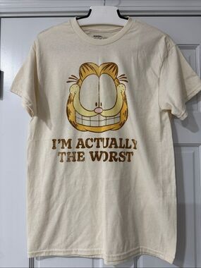 Nickelodeon Cream Graphic Tee with Yellow Garfield Print